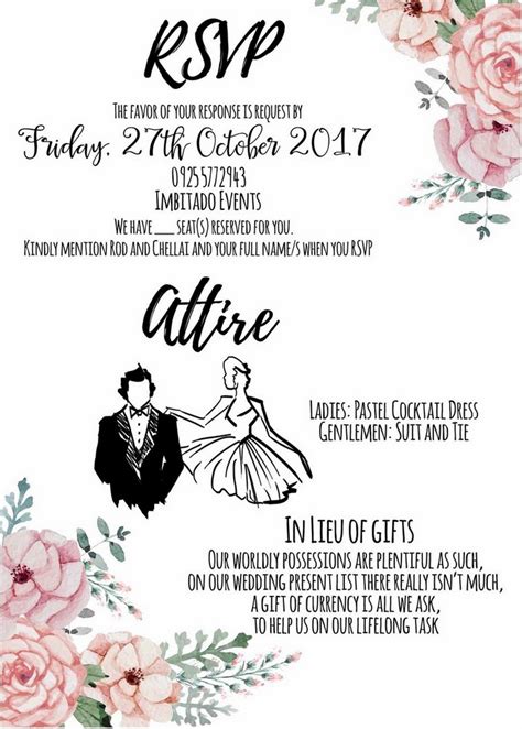 wedding invitation dress code wording